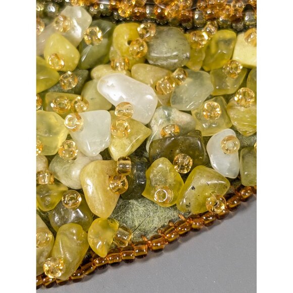 Artisan Green Stone Larve Oval Leather Back Collar Statement Necklace Boho Triba - Picture 15 of 15